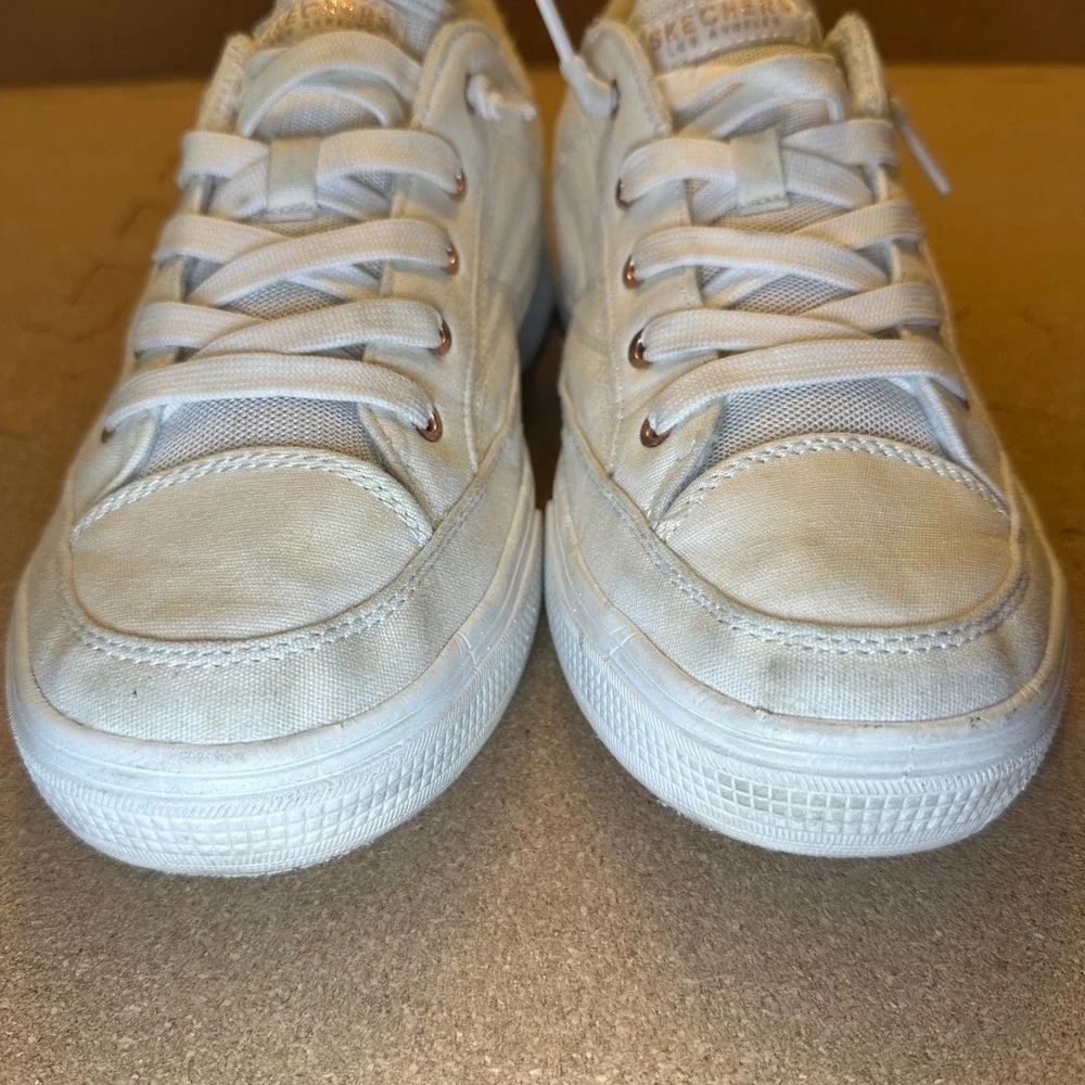 Skechers Los Angeles Arch Fit White Rose Gold Sneakers 177190W Womens 9.5 Wide
